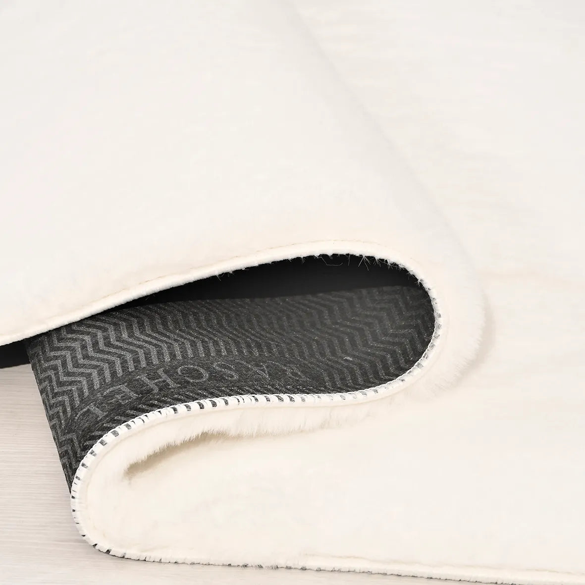 Bunny  Poly Plush Carpet - TF1120- Off White - High Quality - Extra Soft - Non-Slip Special Base