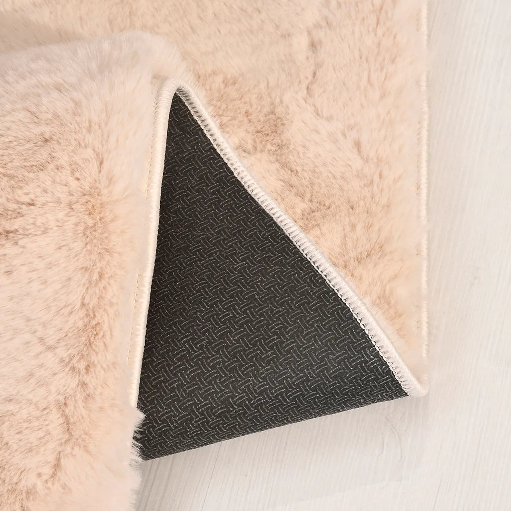 Bunny  Poly Plush Carpet - TF2408- Beige- High Quality - Extra Soft - Non-Slip Special Base