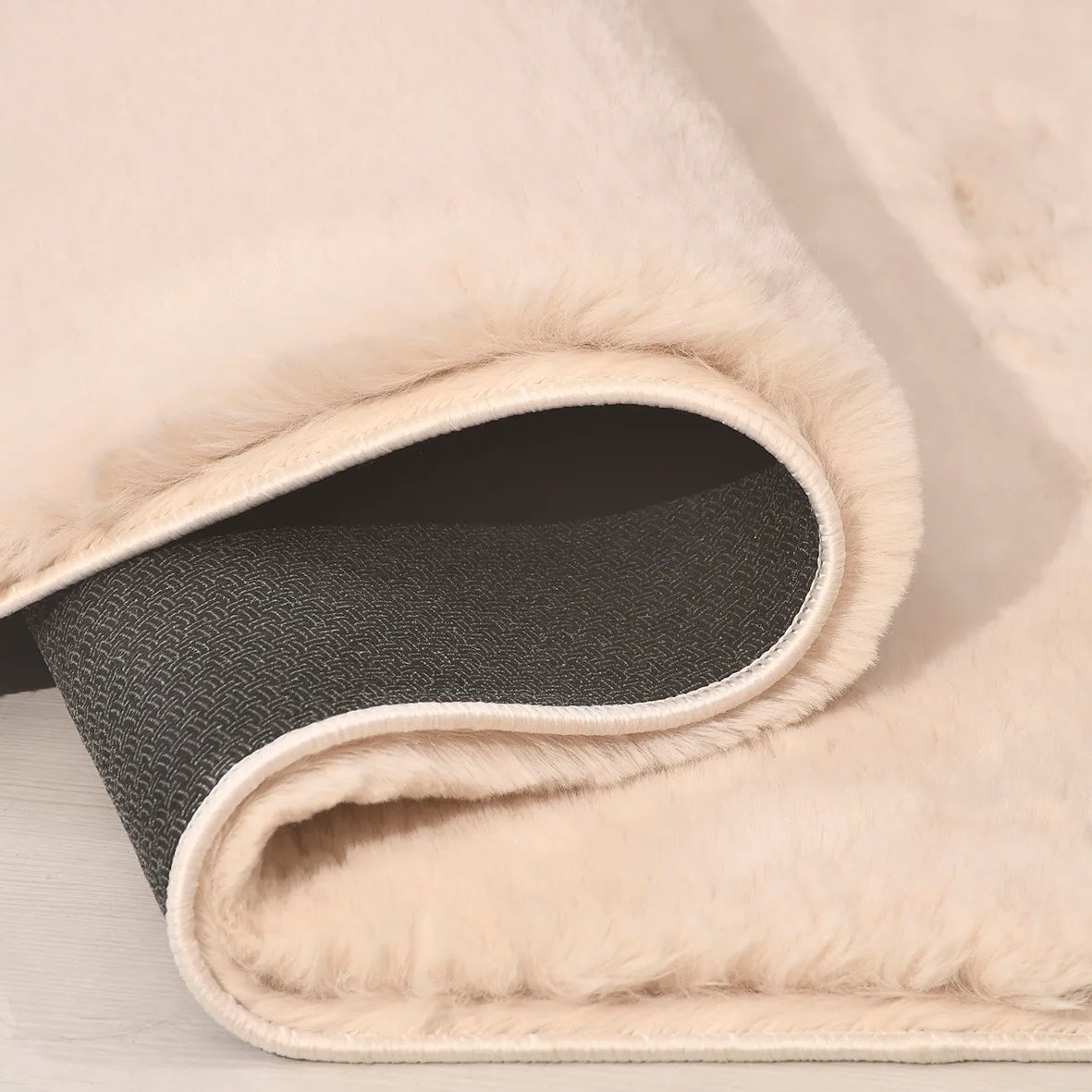 Bunny  Poly Plush Carpet - TF2408- Beige- High Quality - Extra Soft - Non-Slip Special Base