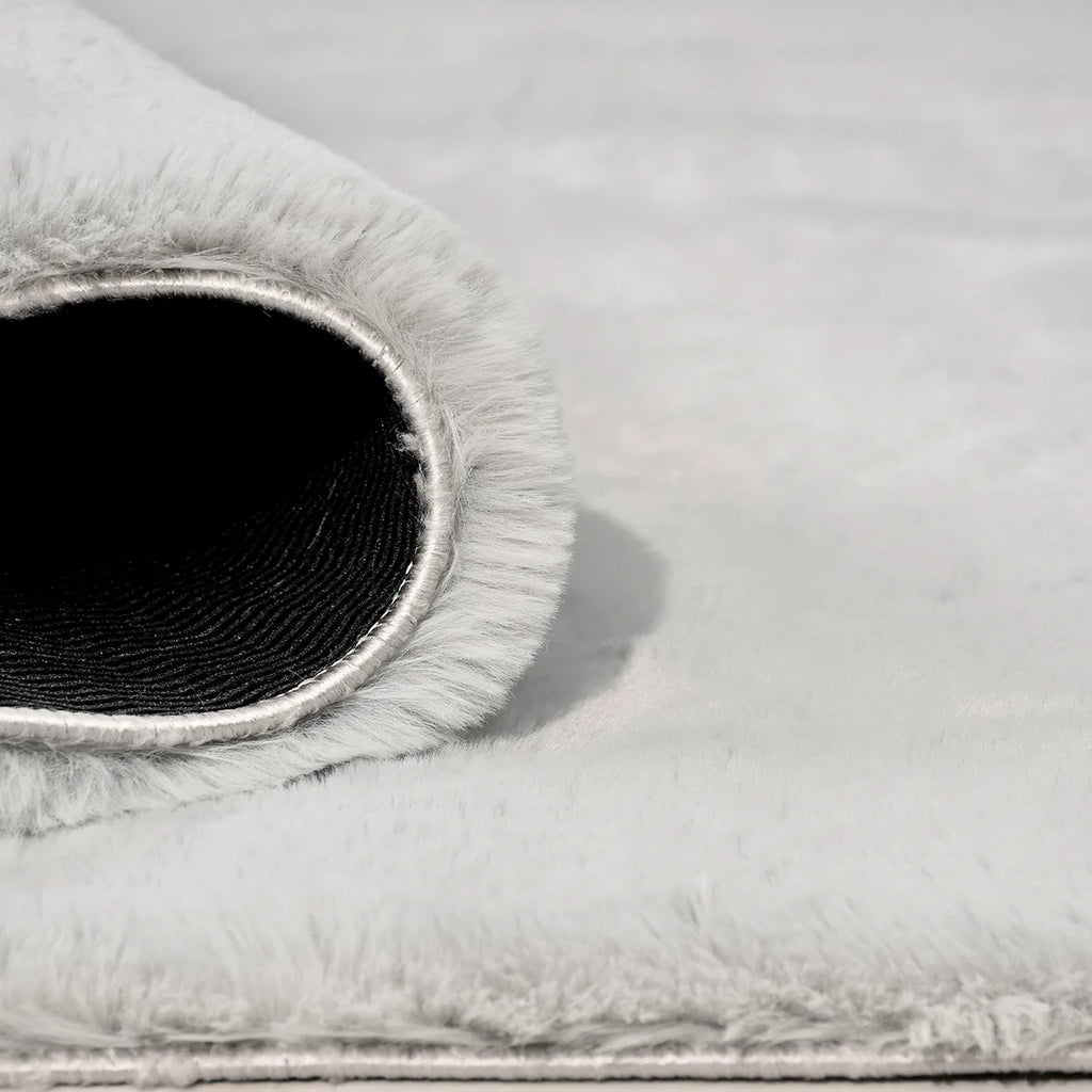Bunny  Poly Plush Carpet -TF9082- Gray - High Quality - Extra Soft - Non-Slip Special Base