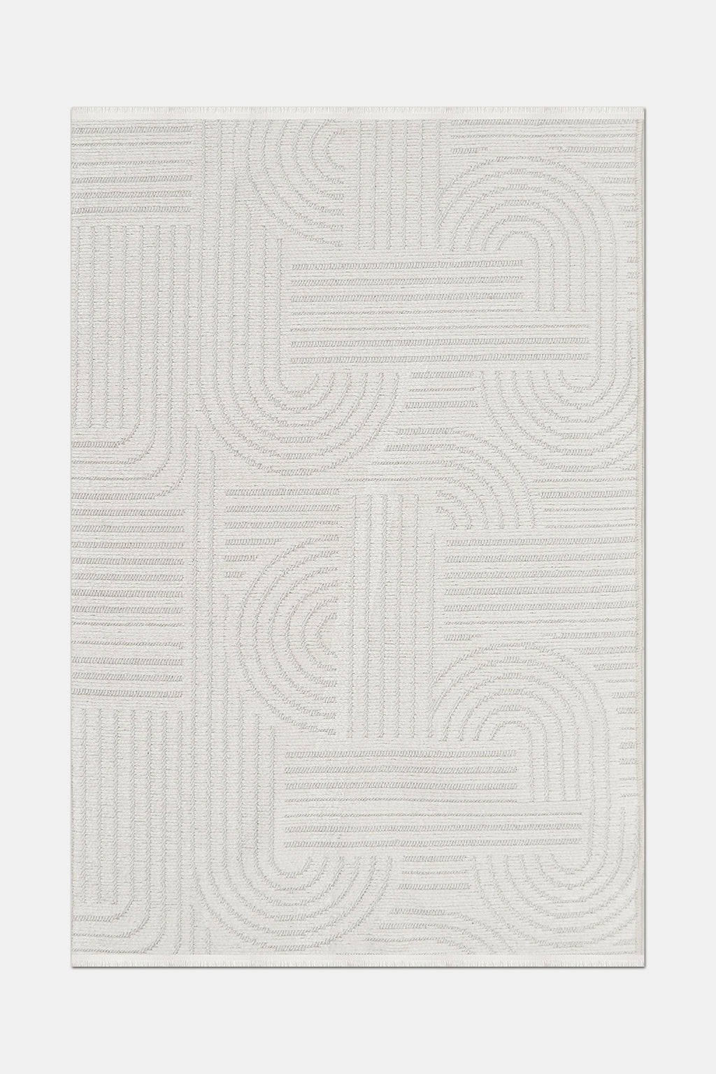 RINA-6118S- White With Gray Rug –  Washable Non-Slip Carpet – Latex Backing – Living Room, Hallway, Kitchen – Robot Vacuum Friendly