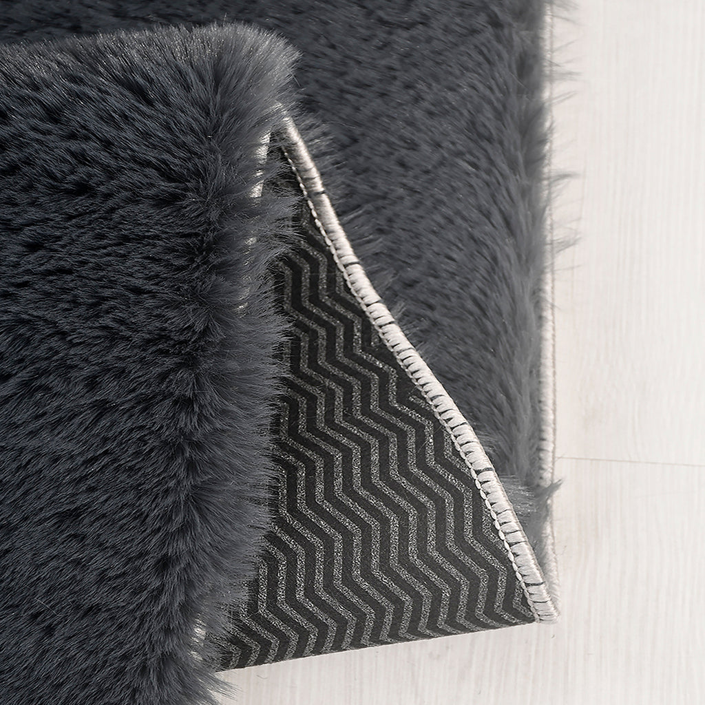 Bunny  Poly Plush Carpet - TF9083- Anthracite- High Quality - Extra Soft - Non-Slip Special Base