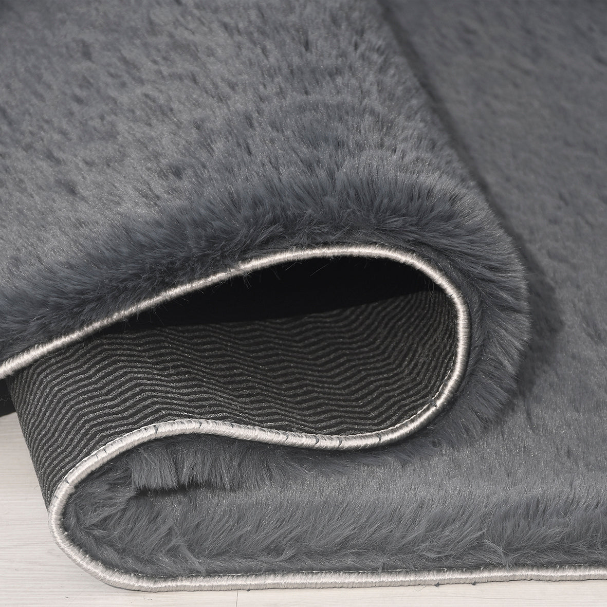 Bunny  Poly Plush Carpet - TF9083- Anthracite- High Quality - Extra Soft - Non-Slip Special Base
