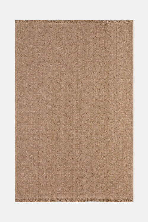 BEREN BR002 Brown Half Striped Custom Size Area Rug – Non-Slip & Easy Care