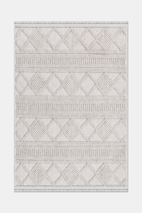 BEREN BR009 Beige Zigzag Custom Size Area Rug – Non-Slip & Easy Care