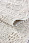 BEREN BR009 Beige Zigzag Custom Size Area Rug – Non-Slip & Easy Care