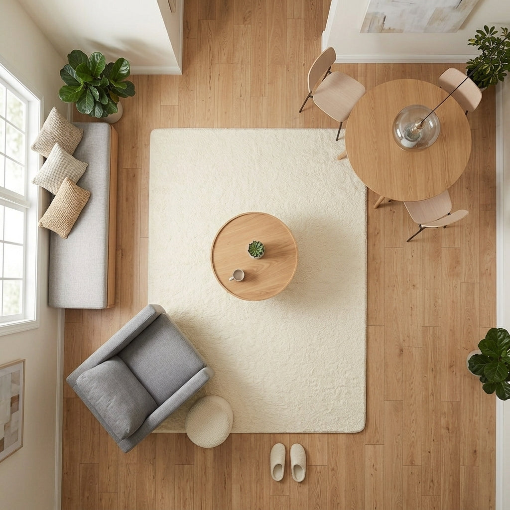 MARİS - MR004-Beige-Premium Velvety Rug for Living Room/Lounge/Kitchen - Non-Slip Base - Washable - Modern