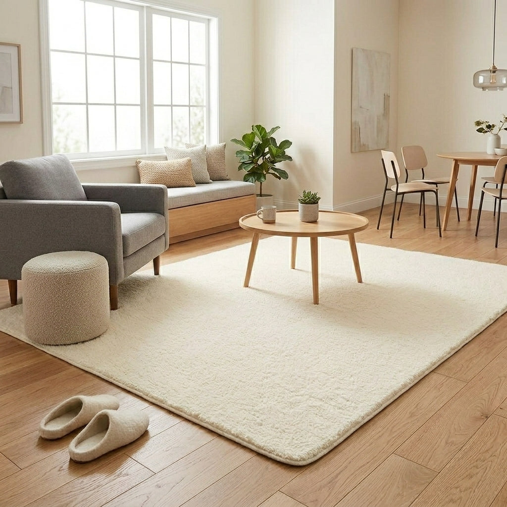 MARİS - MR004-Beige-Premium Velvety Rug for Living Room/Lounge/Kitchen - Non-Slip Base - Washable - Modern