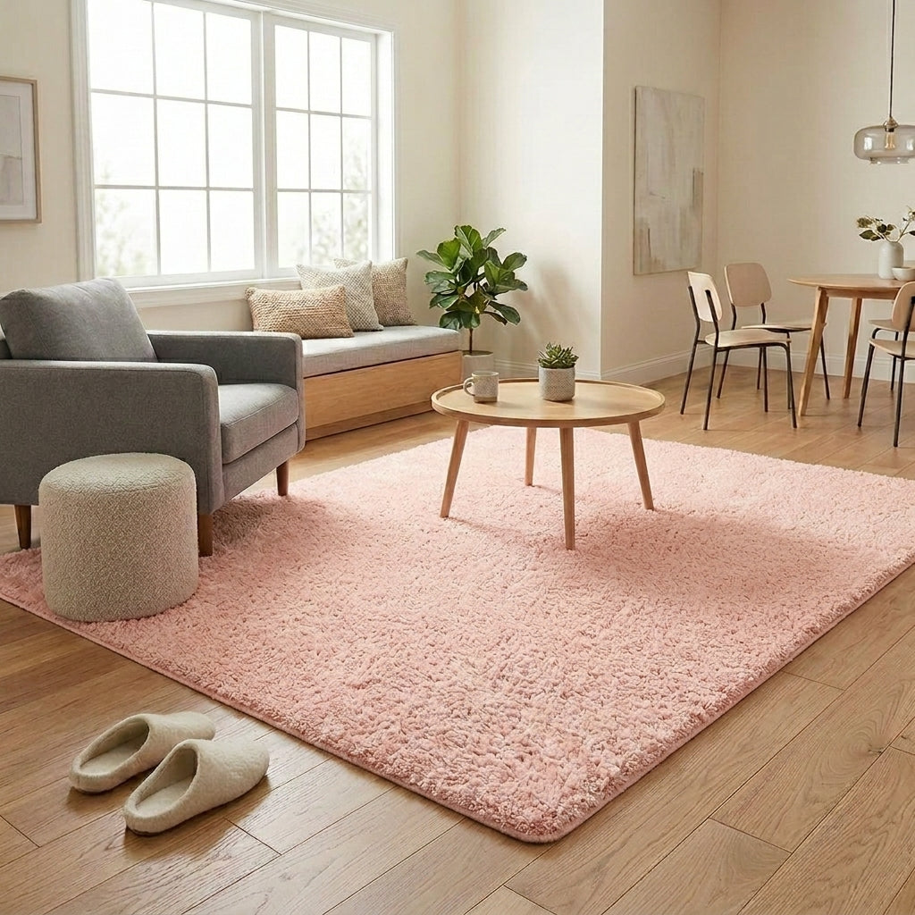 MARİS - MR010- Rosa -Premium Velvety Rug for Living Room/Lounge/Kitchen - Non-Slip Base - Washable - Modern