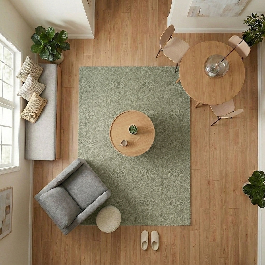 MARİS - MR014 - Green - Premium Velvety Rug for Living Room/Lounge/Kitchen - Non-Slip Base - Washable - Modern