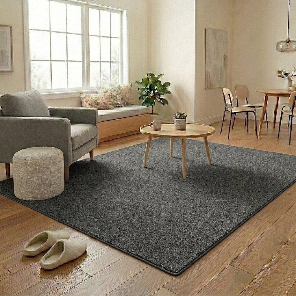 MARİS - MR121 - Black- Premium Velvety Rug for Living Room/Lounge/Kitchen - Non-Slip Base - Washable - Modern