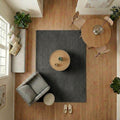 MARİS - MR121 - Black- Premium Velvety Rug for Living Room/Lounge/Kitchen - Non-Slip Base - Washable - Modern