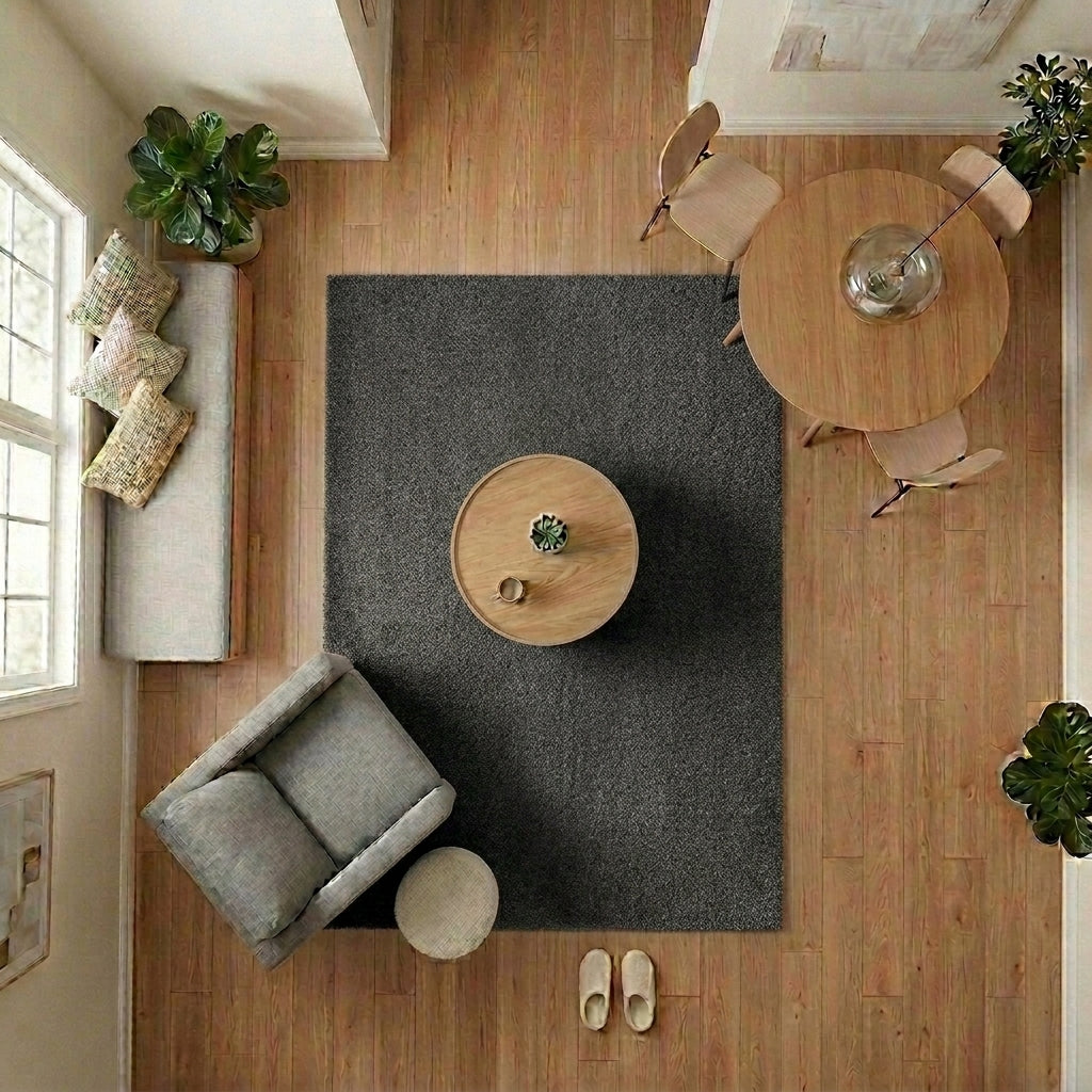 MARİS - MR121 - Black- Premium Velvety Rug for Living Room/Lounge/Kitchen - Non-Slip Base - Washable - Modern
