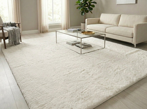 Bunny  Poly Plush Carpet - TF1120- Off White - High Quality - Extra Soft - Non-Slip Special Base