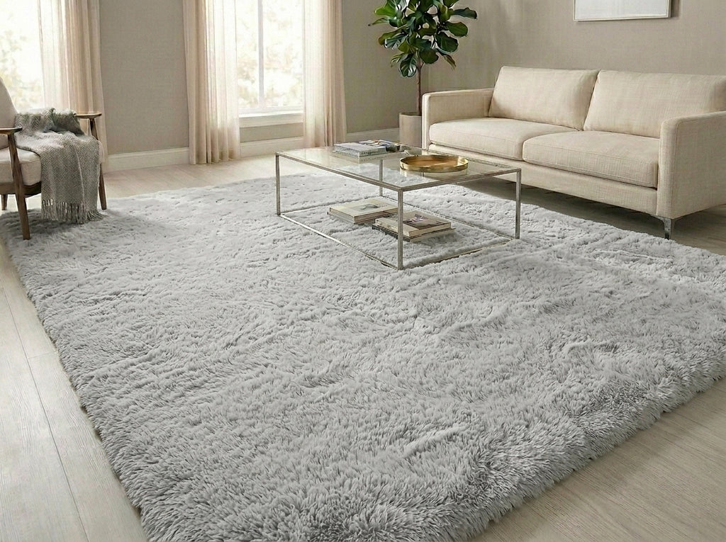 Bunny  Poly Plush Carpet -TF9082- Gray - High Quality - Extra Soft - Non-Slip Special Base