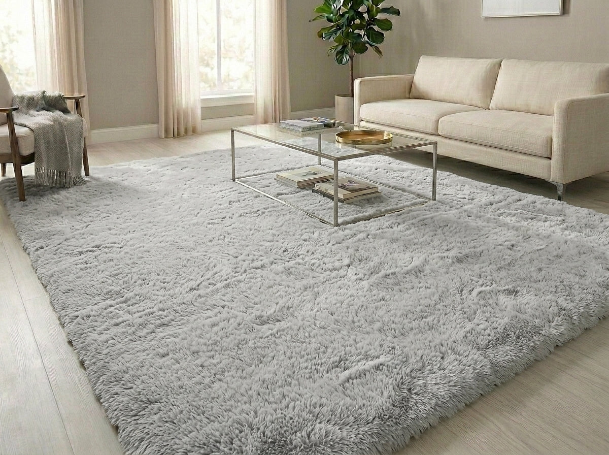 Bunny  Poly Plush Carpet -TF9082- Gray - High Quality - Extra Soft - Non-Slip Special Base