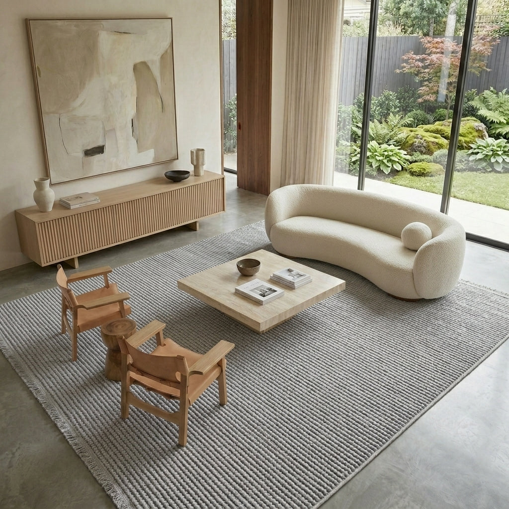 ECOLE - EC002- Gray- Custom Size Area Rug – Non-Slip Washable Rug for Living Room, Kitchen, Hallway – Robot Vacuum Compatible, Easy Care Carpet
