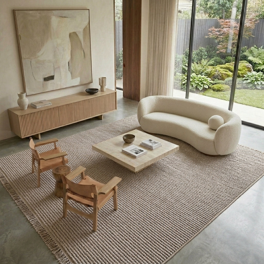 ECOLE - EC003- Mink- Custom Size Area Rug – Non-Slip Washable Rug for Living Room, Kitchen, Hallway – Robot Vacuum Compatible, Easy Care Carpet