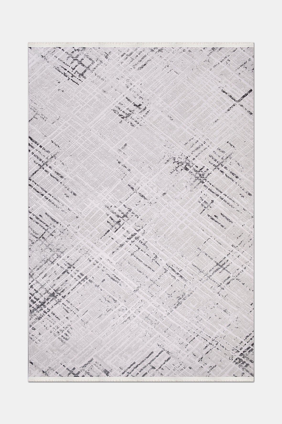 VİANORA-VY07- Gray-Black-Soft Acrylic Rug – Modern Living Room Rug, Durable, 7 mm Pile, Custom Size
