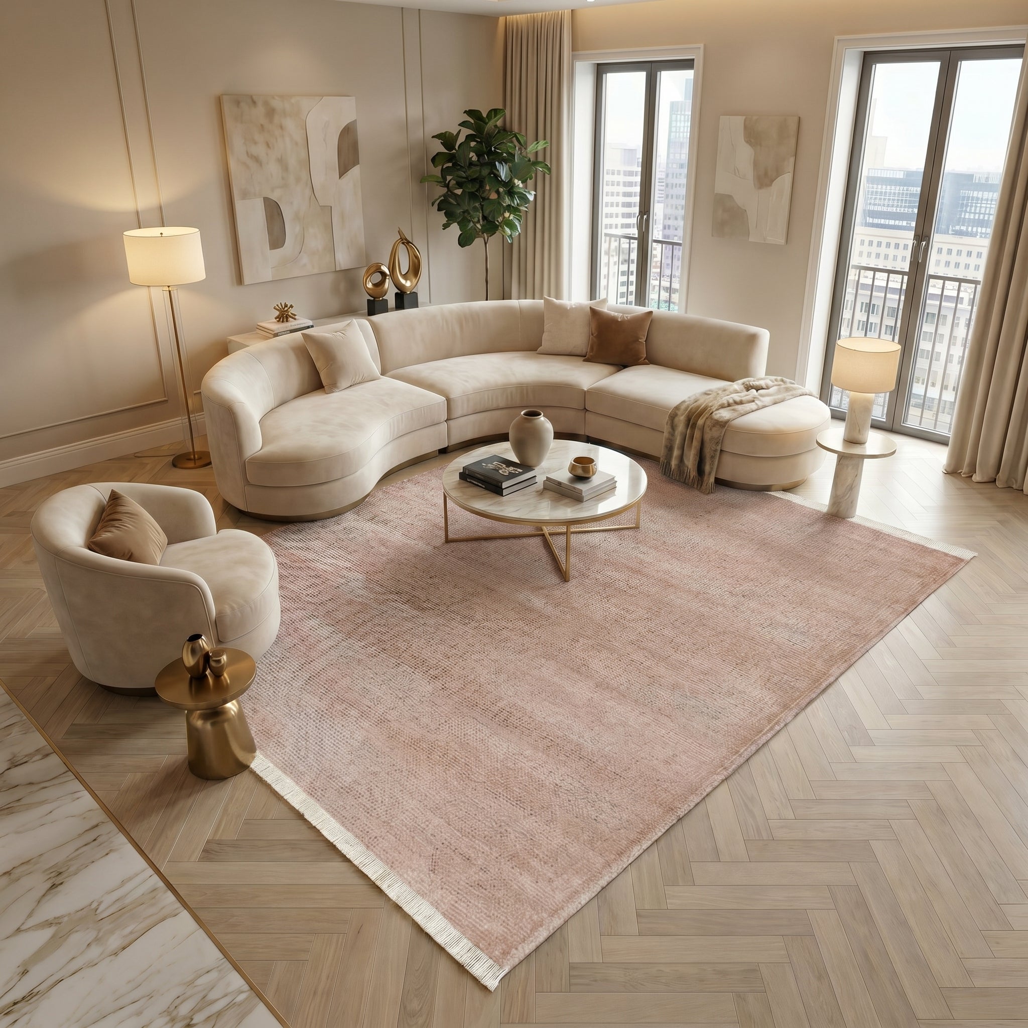 Hanzade Rug – 8201S - Beige - Non-Slip, Easy Care & Robot Vacuum Compatible