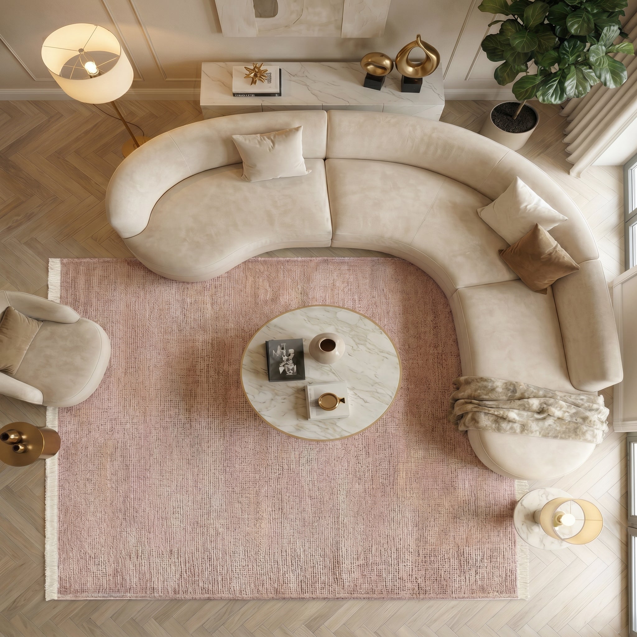Hanzade Rug – 8201S - Beige - Non-Slip, Easy Care & Robot Vacuum Compatible