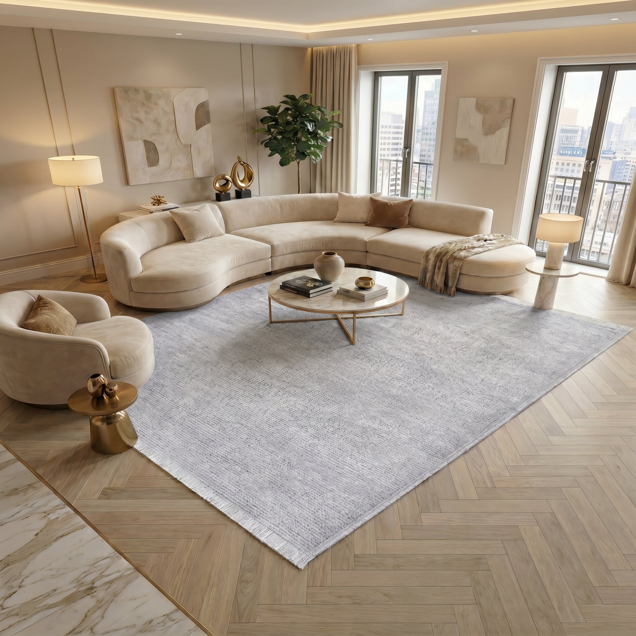 Hanzade Rug – 8205S - Gray - Non-Slip, Easy Care & Robot Vacuum Compatible