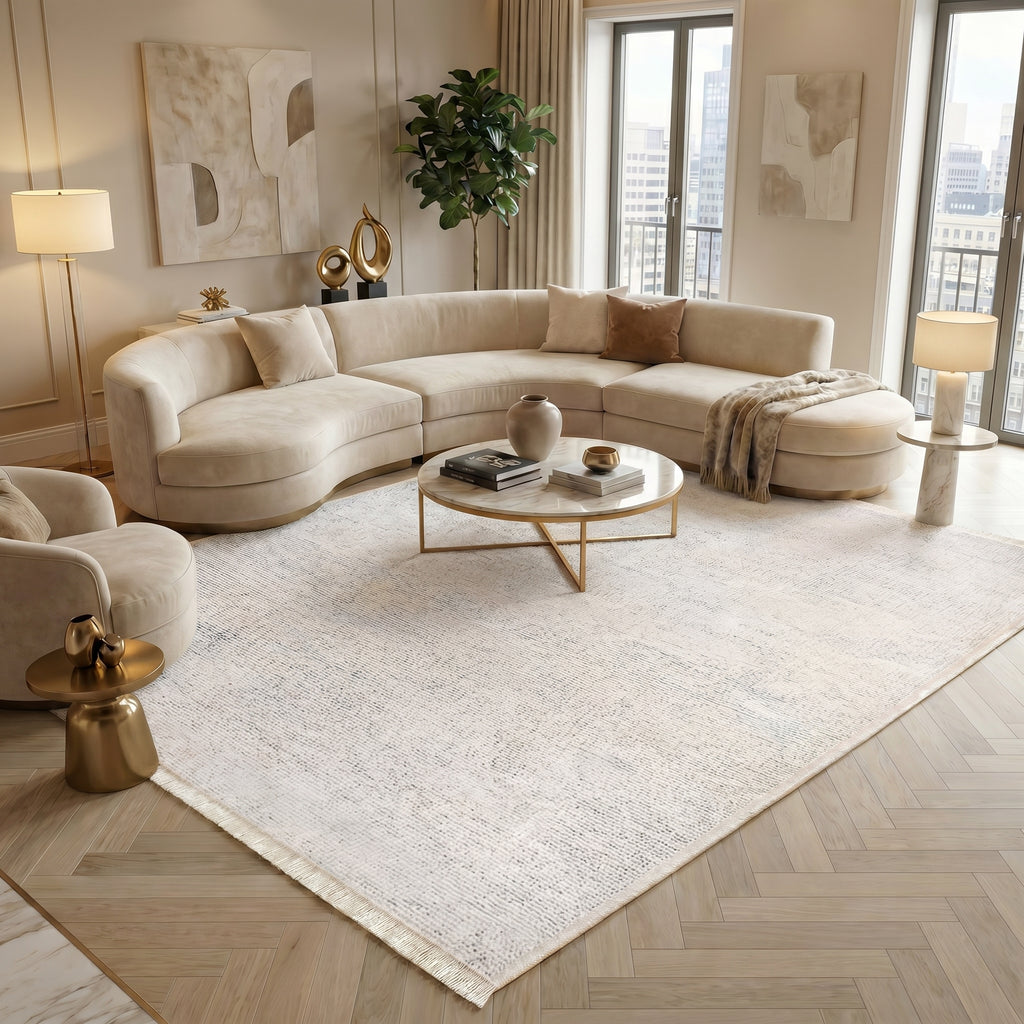 Hanzade Rug – 8208S- Cream Color - Non-Slip, Easy Care & Robot Vacuum Compatible