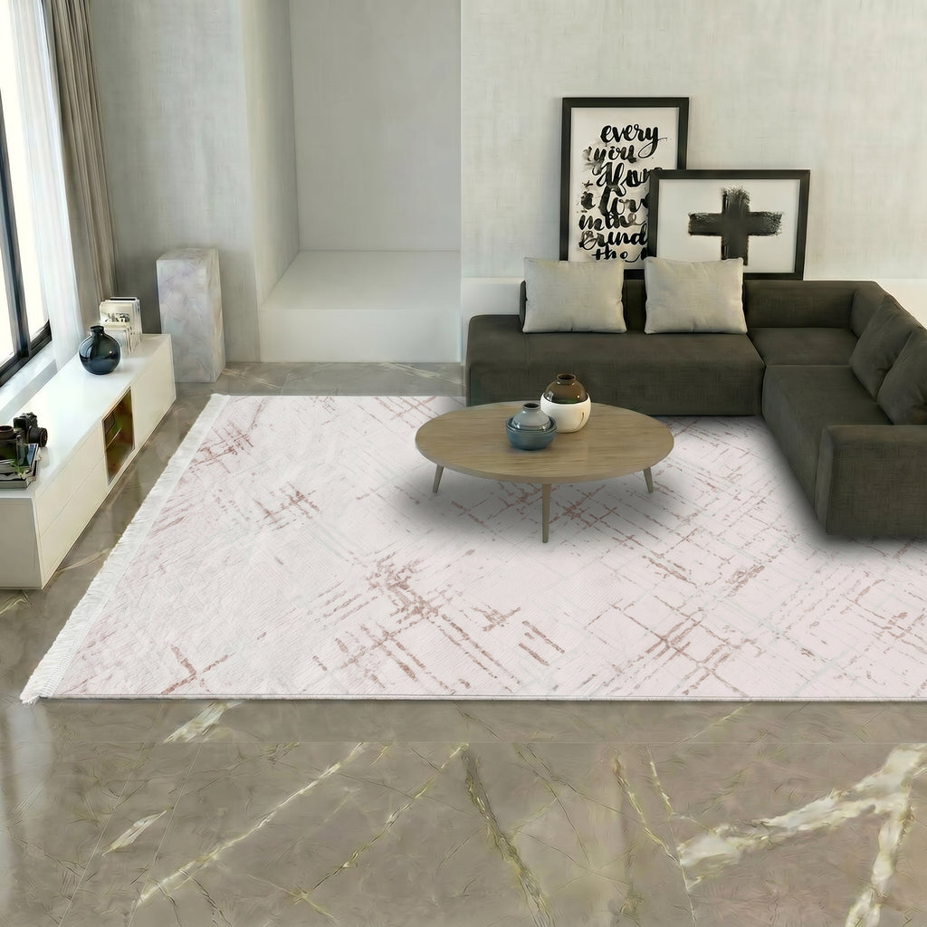VİANORA-VY08- Gray-Black-Soft Acrylic Rug – Modern Living Room Rug, Durable, 7 mm Pile, Custom Size