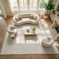 RINA-6118S- White With Gray Rug –  Washable Non-Slip Carpet – Latex Backing – Living Room, Hallway, Kitchen – Robot Vacuum Friendly