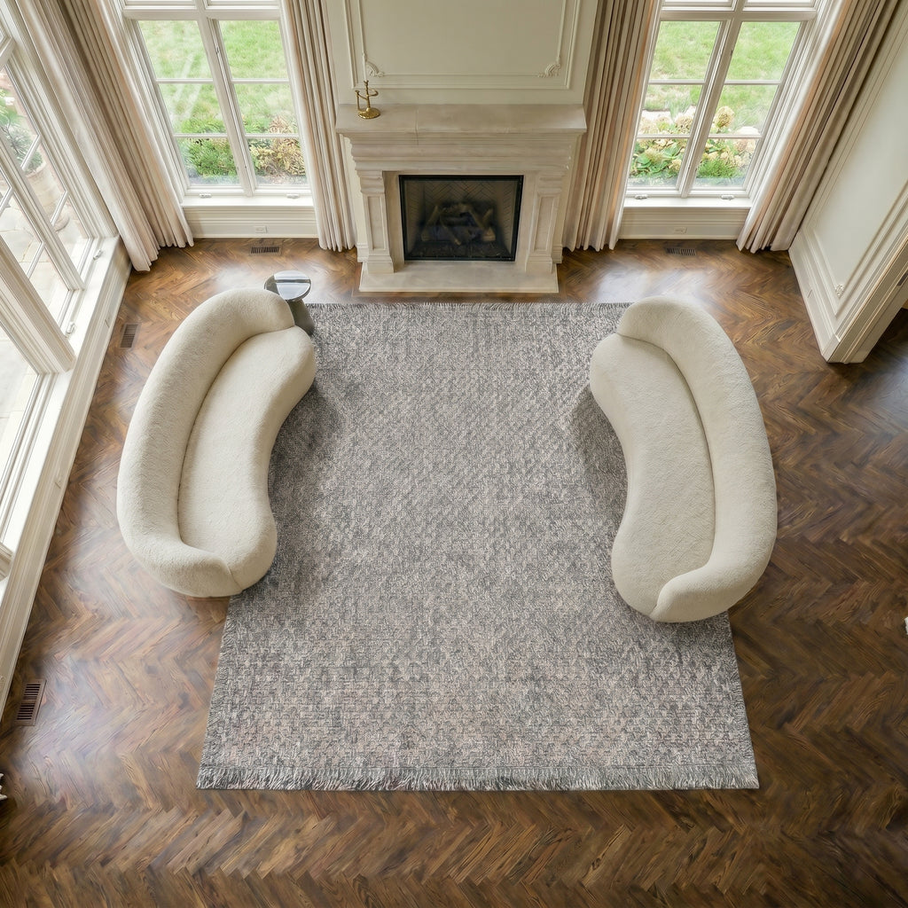 DAFNE -DH004-Gray Color Rug-Geometric - Custom Size Washable Non-Slip Carpet – Kitchen & Hallway – Robot Vacuum Friendly