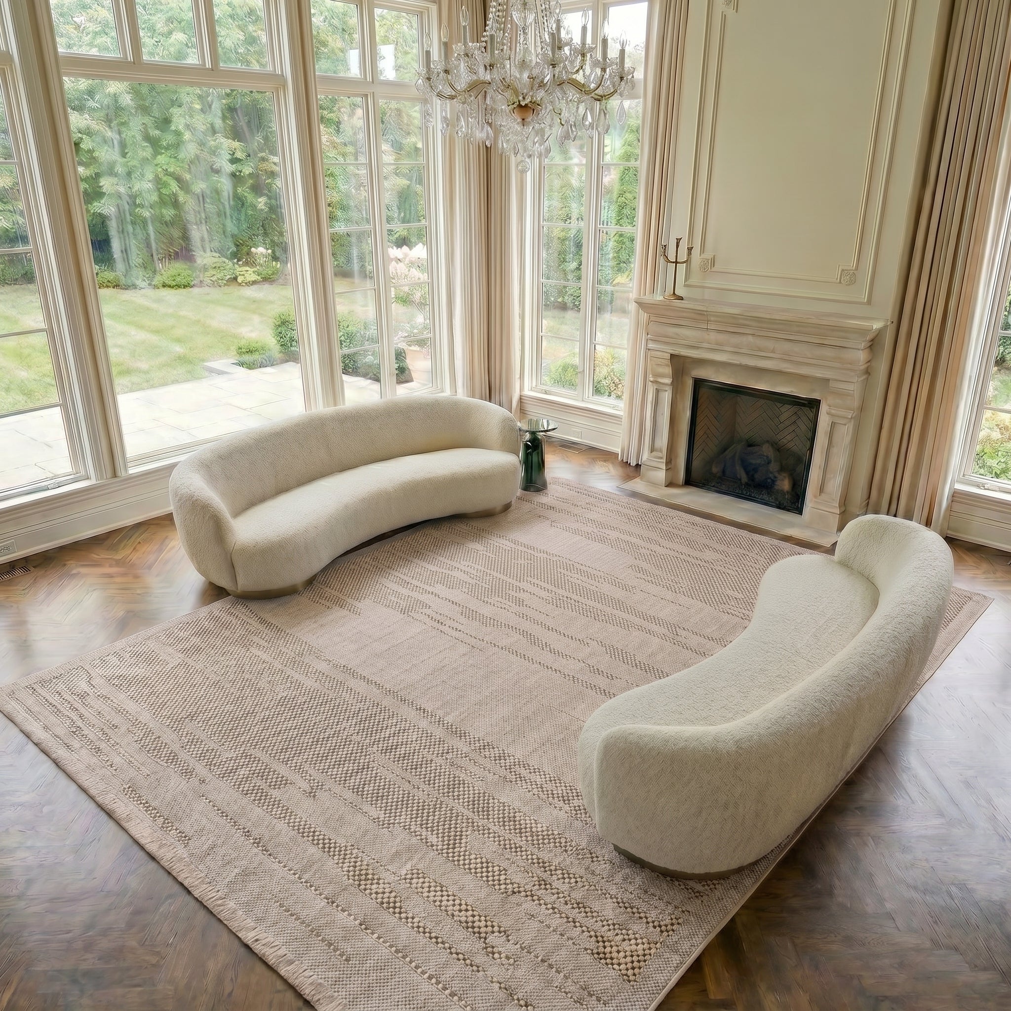 DAFNE -DH007-Beige With Mink Color Rug-Custom Size Washable Non-Slip Carpet – Kitchen & Hallway – Robot Vacuum Friendly