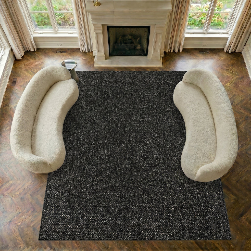 DAFNE -DH008-Black With Anthracite Color Rug-Custom Size Washable Non-Slip Carpet – Kitchen & Hallway – Robot Vacuum Friendly