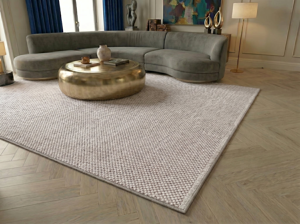 FUNDA - CE03-Beige– Custom Size Rug for Living Room, Hallway & Bedroom – Robot Vacuum Friendly – Easy to Clean