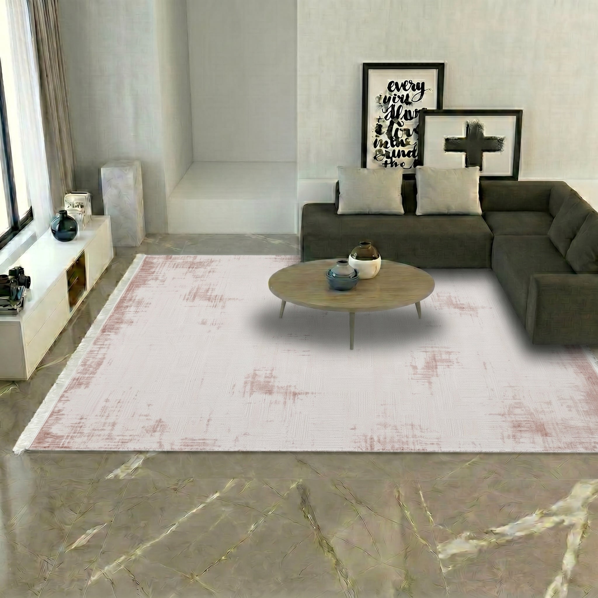 VİANORA-VY04- Brown Striped-Soft Acrylic Rug – Modern Living Room Rug, Durable, 7 mm Pile, Custom Size