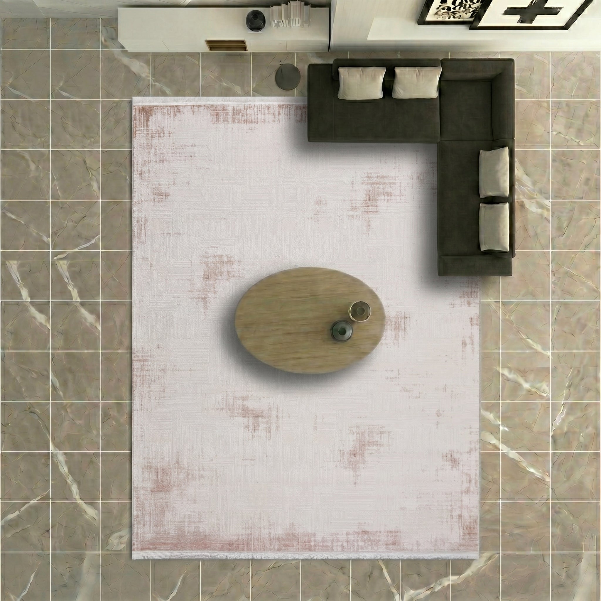 VİANORA-VY04- Brown Striped-Soft Acrylic Rug – Modern Living Room Rug, Durable, 7 mm Pile, Custom Size