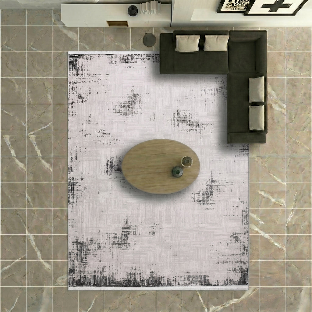 VİANORA-VY03- Black Striped-Soft Acrylic Rug – Modern Living Room Rug, Durable, 7 mm Pile, Custom Size