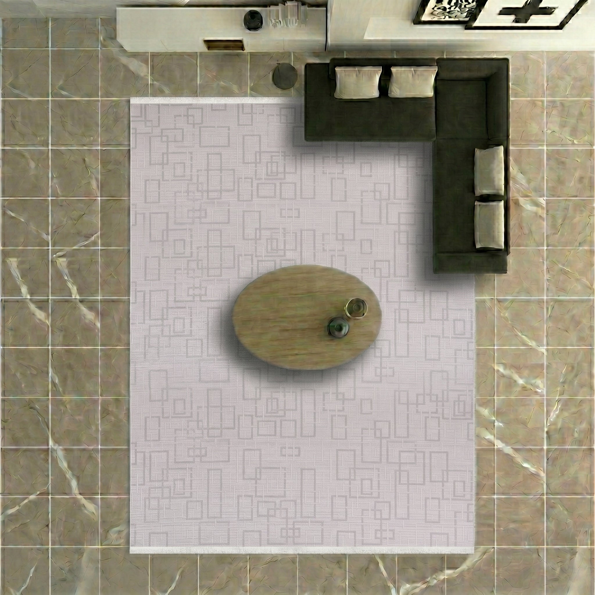 VİANORA-VY06- Gray -Soft Acrylic Rug – Modern Living Room Rug, Durable, 7 mm Pile, Custom Size