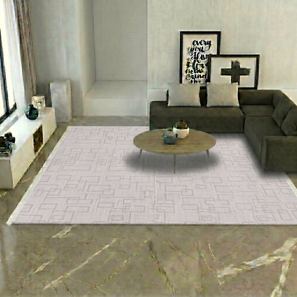VİANORA-VY06- Gray -Soft Acrylic Rug – Modern Living Room Rug, Durable, 7 mm Pile, Custom Size