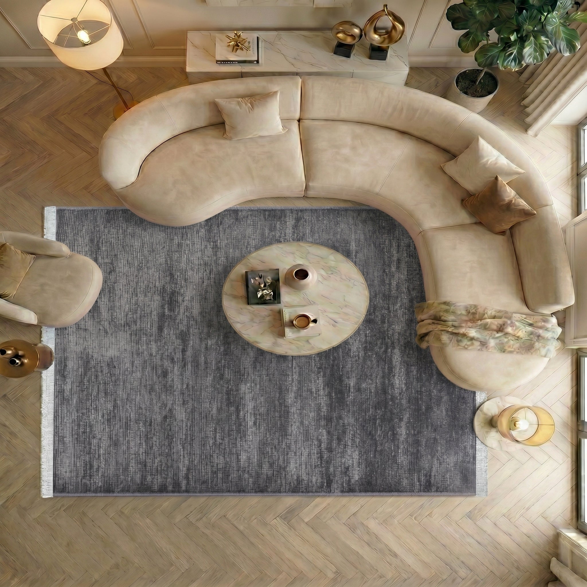 Hanzade Rug – 8206S -  Antchracite - Non-Slip, Easy Care & Robot Vacuum Compatible