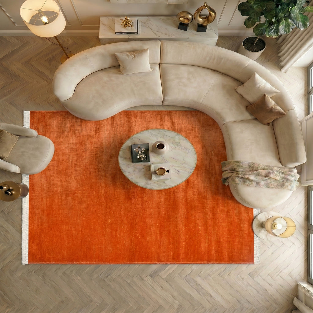 Hanzade Rug – 8200S - Orange - Non-Slip, Easy Care & Robot Vacuum Compatible