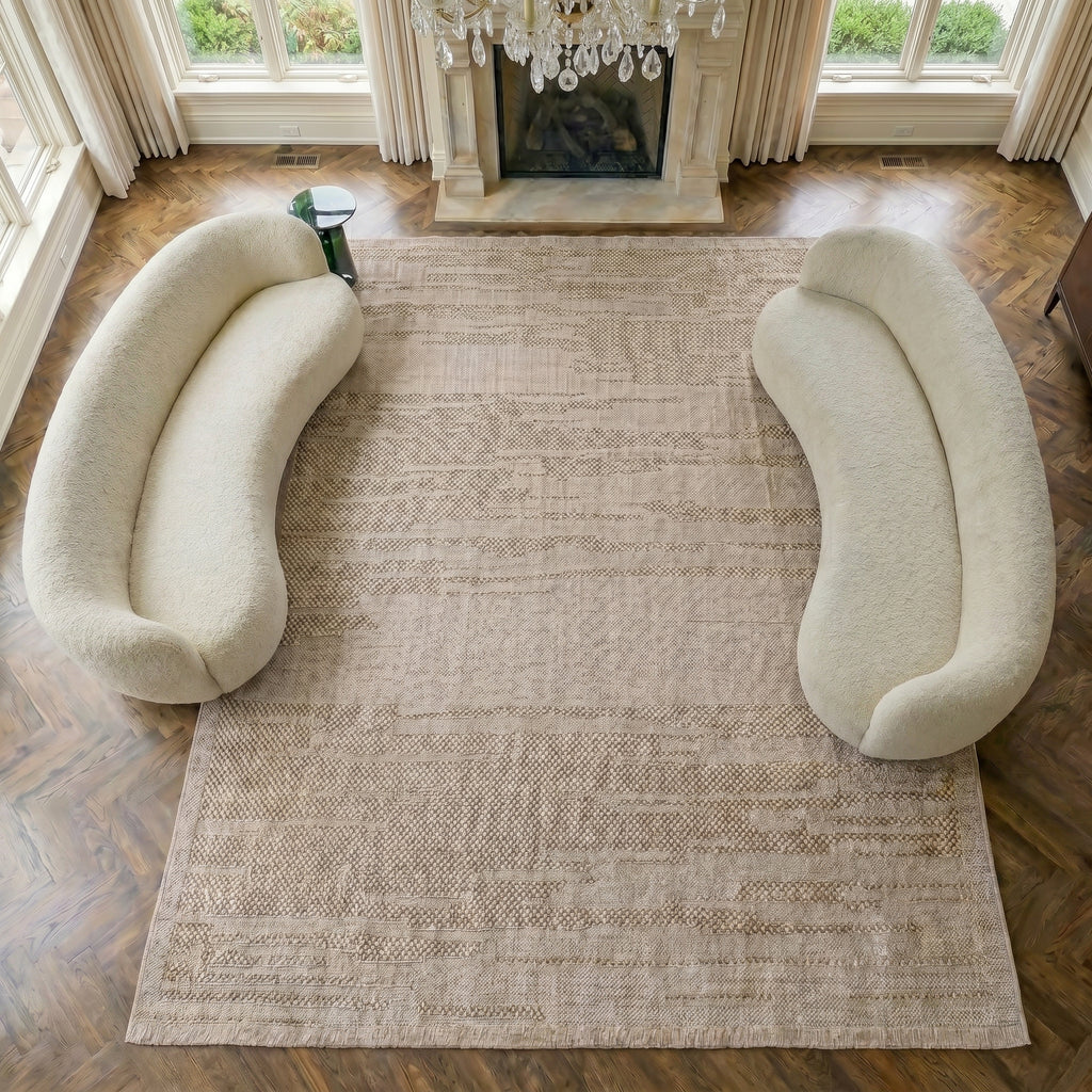DAFNE -DH007-Beige With Mink Color Rug-Custom Size Washable Non-Slip Carpet – Kitchen & Hallway – Robot Vacuum Friendly